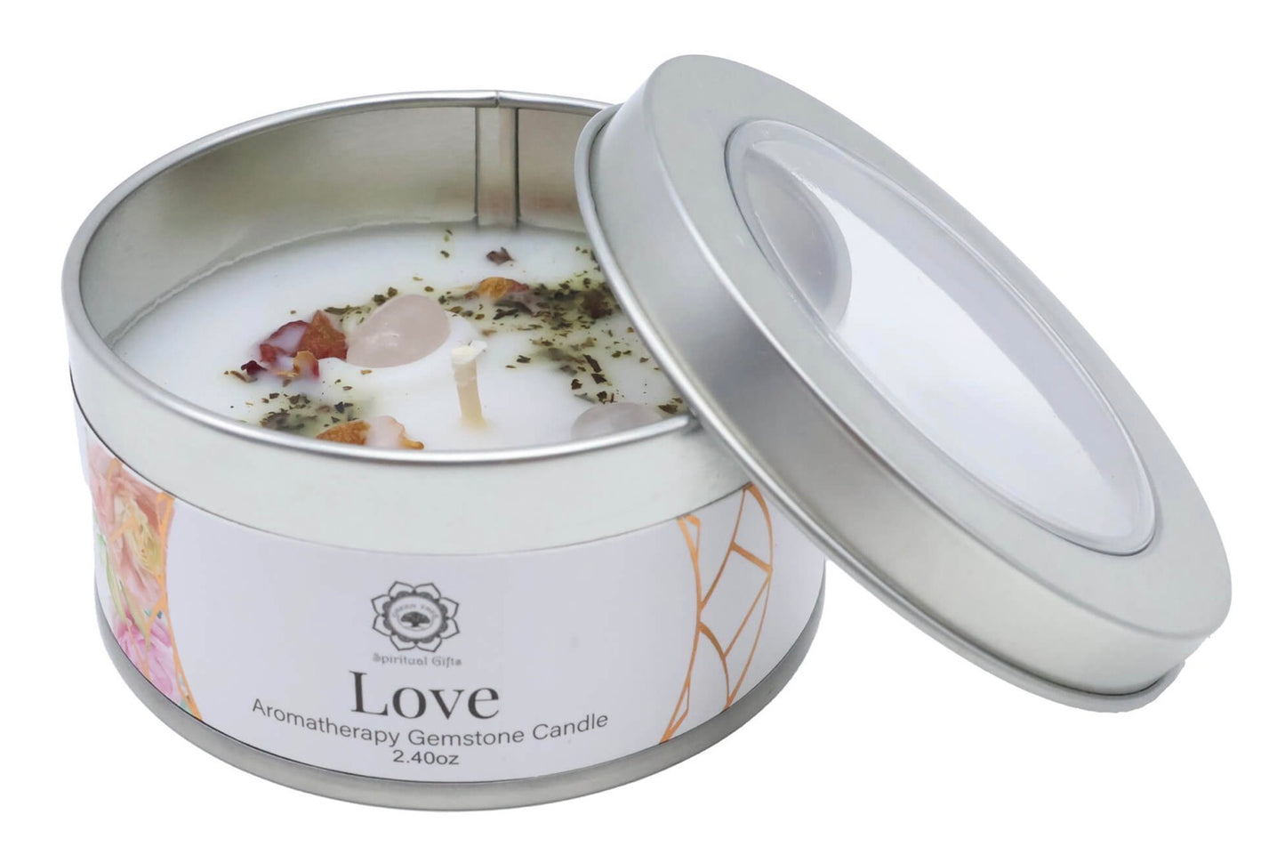 Bougie avec Minéraux Green Tree « Love » | Boutique Ésotérique - La Boutique Ô Mystères