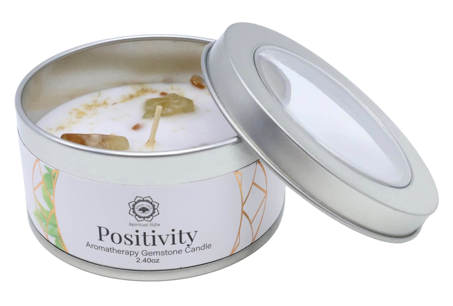 Bougie avec Minéraux Green Tree « Positivity » | Boutique Ésotérique - La Boutique Ô Mystères