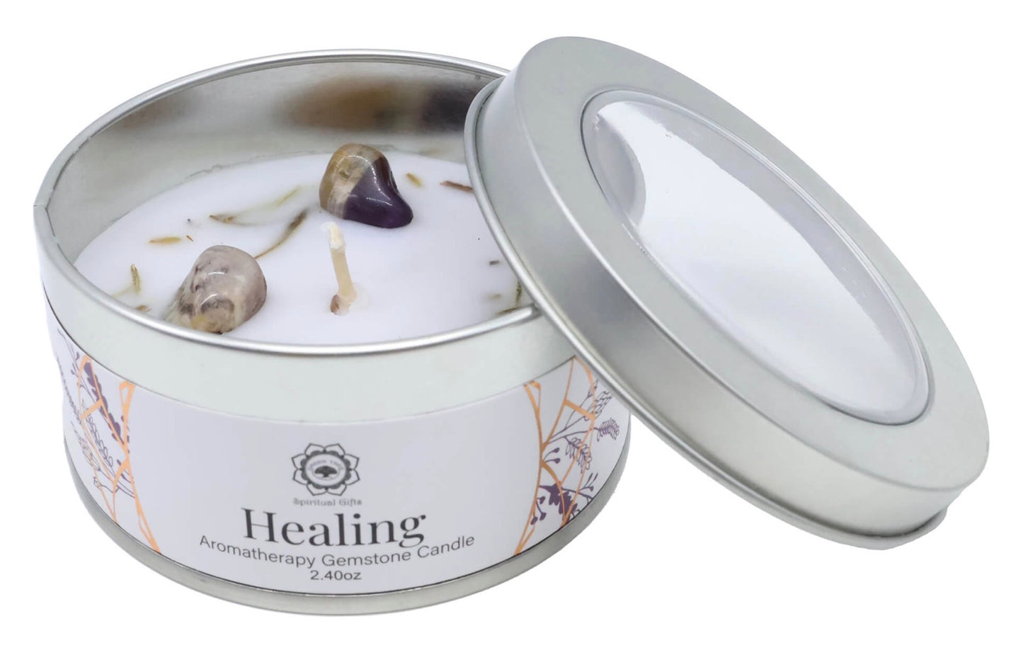 Bougie avec Minéraux Green Tree « Healing » | Boutique Ésotérique - La Boutique Ô Mystères