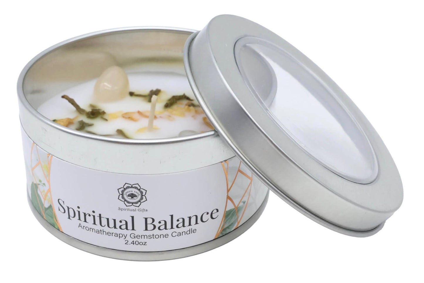 Bougie avec Minéraux Green Tree « Spiritual Balance » | Boutique Ésotérique - La Boutique Ô Mystères