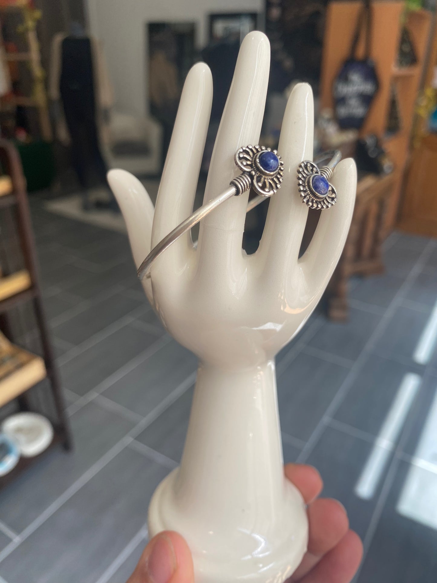 Bracelet Ethnique Lapis Lazuli Demi-Jonc Ethnique Doré / Argenté | Boutique Ésotérique - La Boutique Ô Mystères