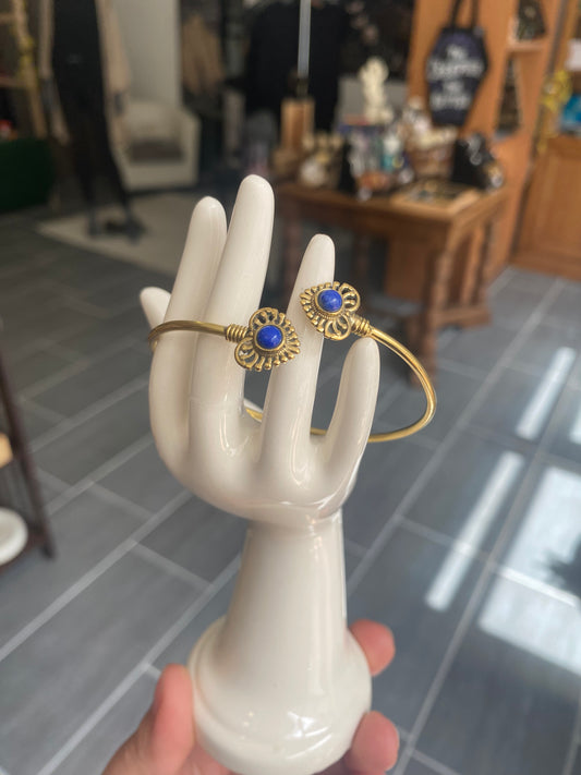 Bracelet Ethnique Lapis Lazuli Demi-Jonc Ethnique Doré / Argenté | Boutique Ésotérique - La Boutique Ô Mystères