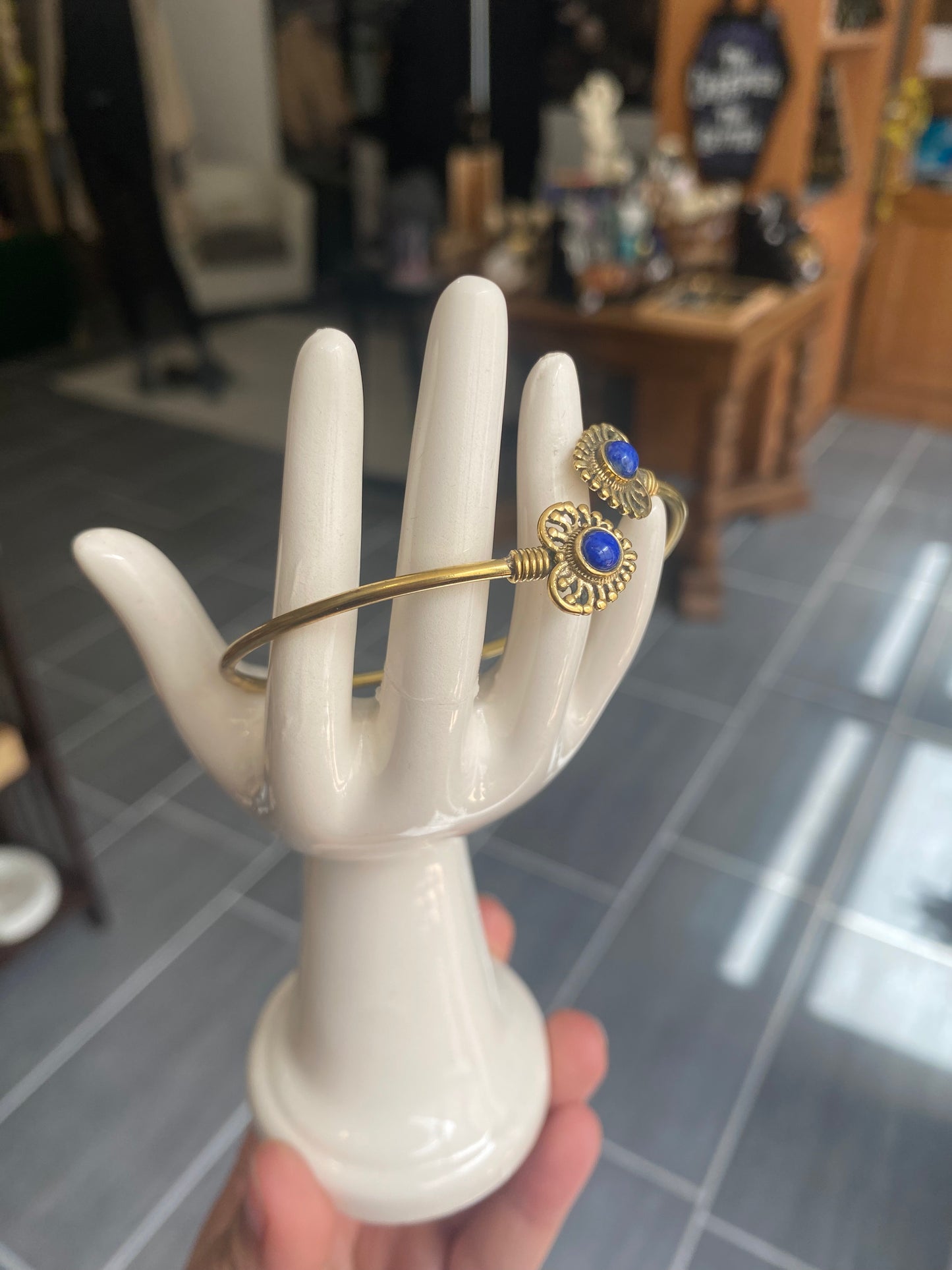 Bracelet Ethnique Lapis Lazuli Demi-Jonc Ethnique Doré / Argenté | Boutique Ésotérique - La Boutique Ô Mystères