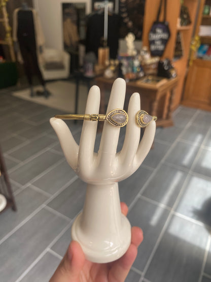 Bracelet Ethnique Quartz Rose Demi-Jonc Doré | Boutique Ésotérique - La Boutique Ô Mystères