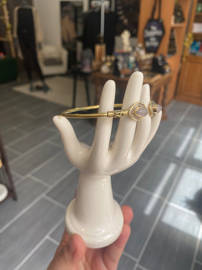 Bracelet Ethnique Quartz Rose Demi-Jonc Doré | Boutique Ésotérique - La Boutique Ô Mystères