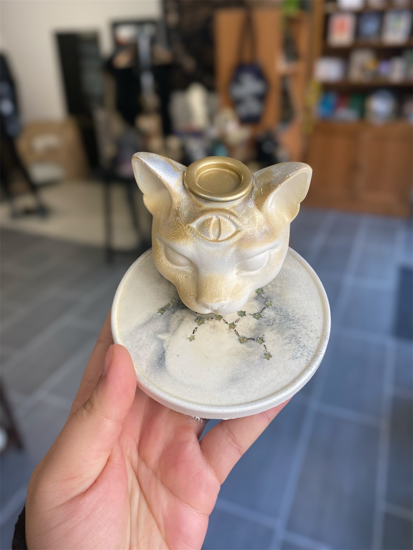 Porte Encens Cône Chat Mystique | Boutique Ésotérique - La Boutique Ô Mystères