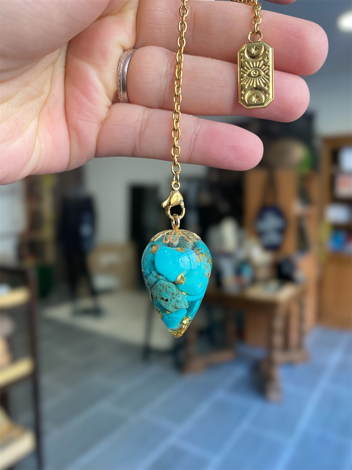 Pendule Turquoise & Résine | Boutique Ésotérique - La Boutique Ô Mystères