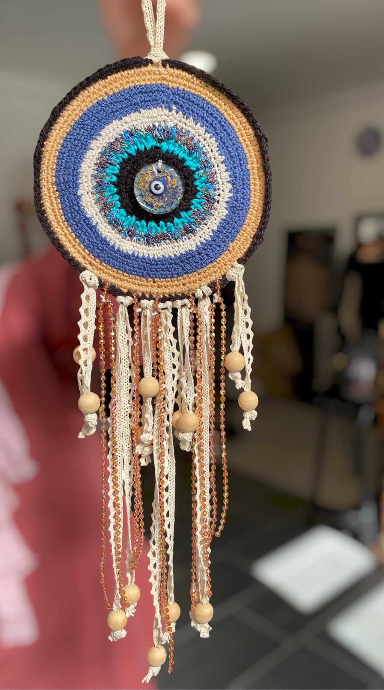 Attrape-Rêves Artisanal en Crochet avec Oeil de Nazar | Boutique Ésotérique - La Boutique Ô Mystères