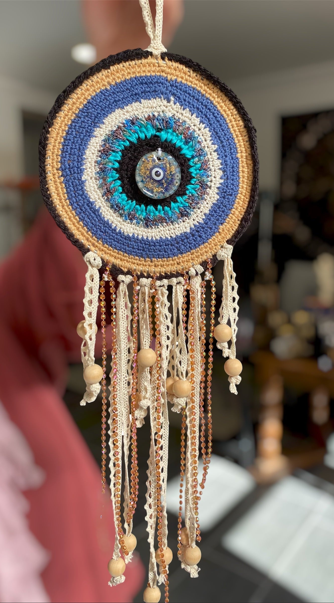 Attrape-Rêves Artisanal en Crochet avec Oeil de Nazar | Boutique Ésotérique - La Boutique Ô Mystères