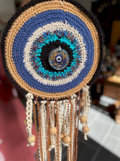 Attrape-Rêves Artisanal en Crochet avec Oeil de Nazar | Boutique Ésotérique - La Boutique Ô Mystères