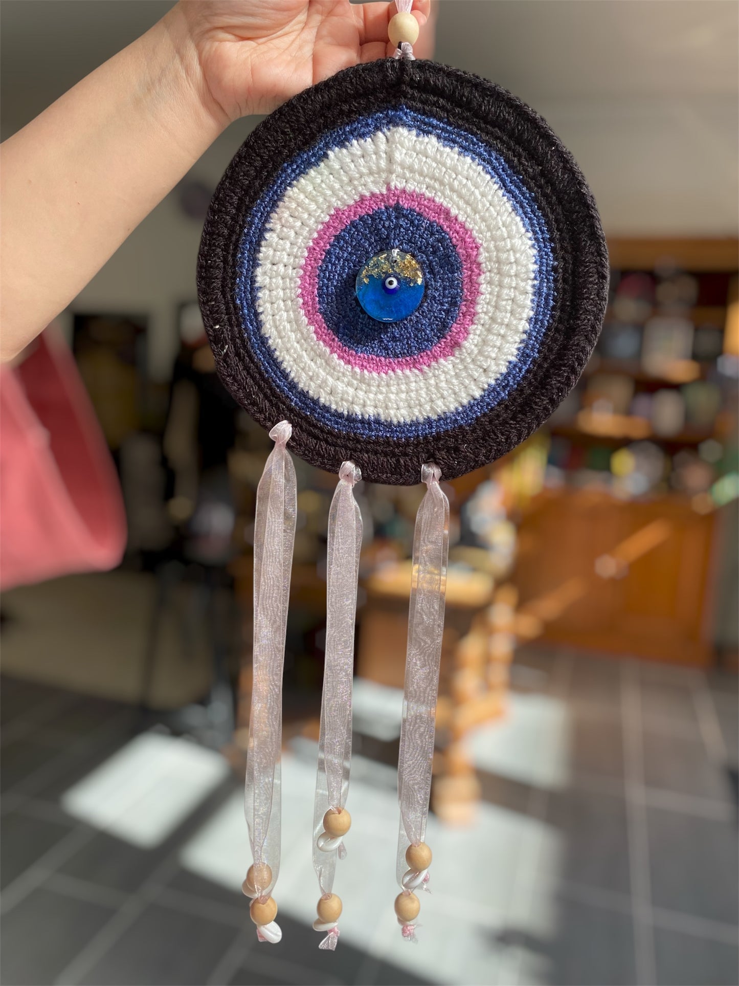 Attrape-Rêves Artisanal en Crochet avec Oeil de Nazar | Boutique Ésotérique - La Boutique Ô Mystères