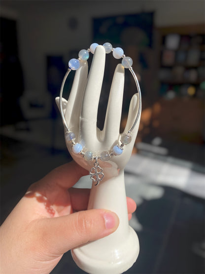 Bracelet Labradorite & Agate Blue Lace - Élastique et Argent 925 Boutique Ésotérique - La Boutique Ô Mystères