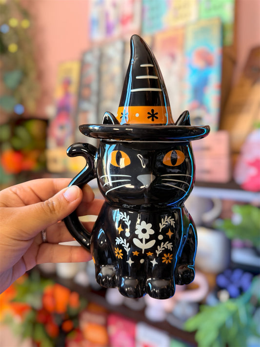 Tasse Chat Sorcier avec Couvercle | Boutique Esotérique - La Boutique Ô Mystères